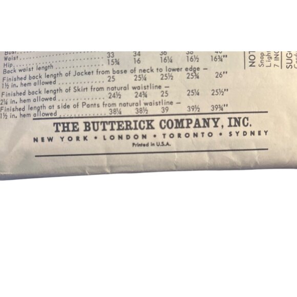 1960s Butterick Size 14 Sew Pattern Double Breasted Jacket Suit Bust 34 Cut Vtg - Picture 4 of 5